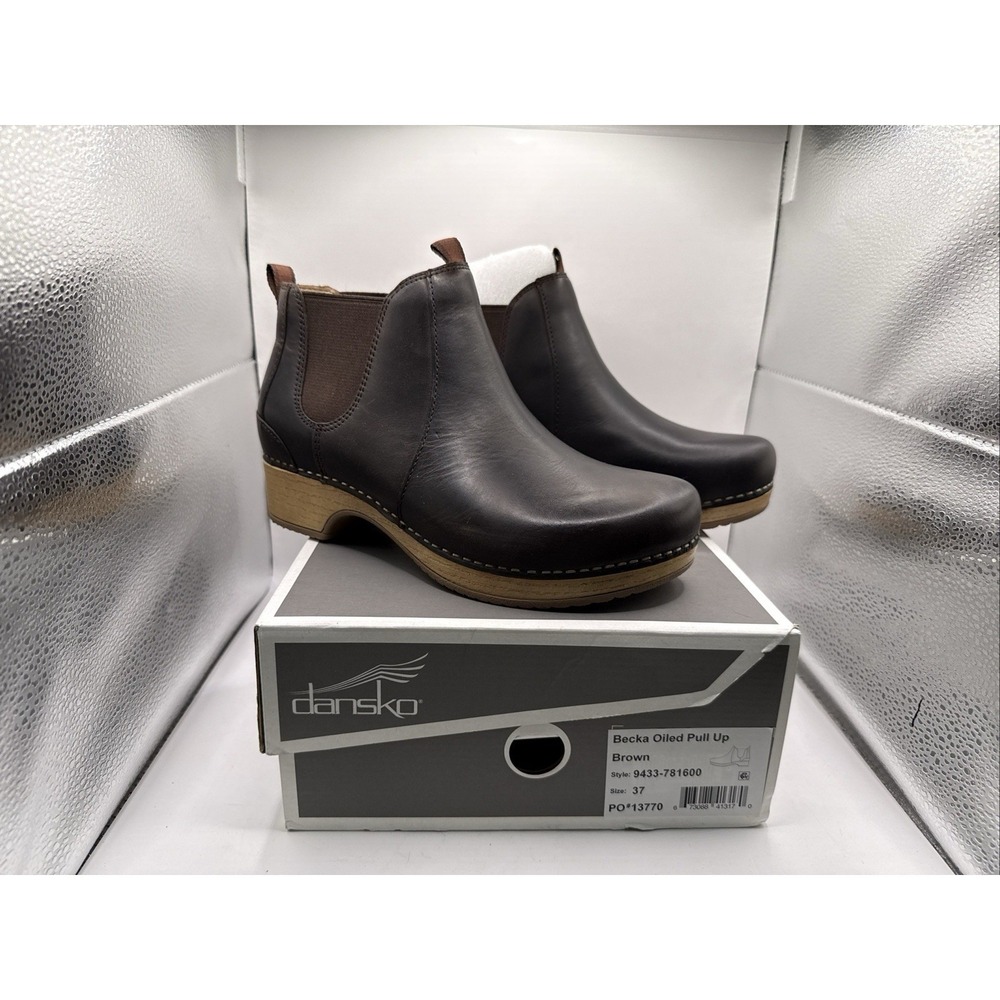 Dansko Becka Oiled Brown Pull Up Leather Ankle Boots EUR 37 Womens Size 6.5-7